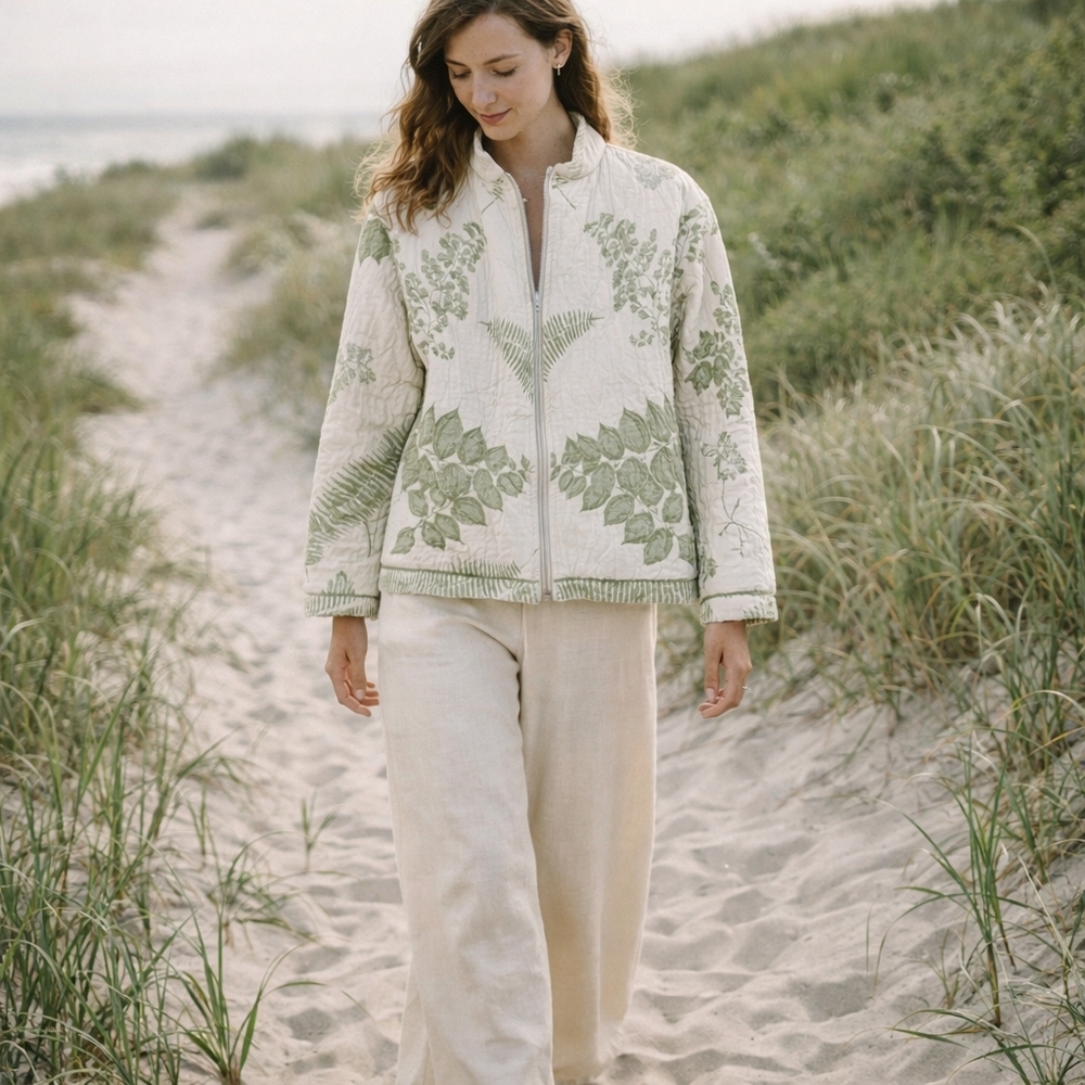 Vintage Maxson Tapestri Botanical Jacket USA Cotton Coastal Cottage M
